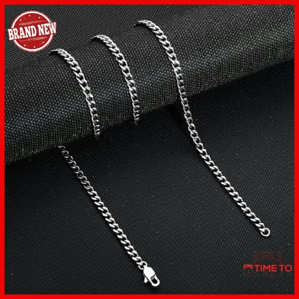 4.5mm Pure Titanium Cuban Link Chain Necklace 55cm Unisex Gift